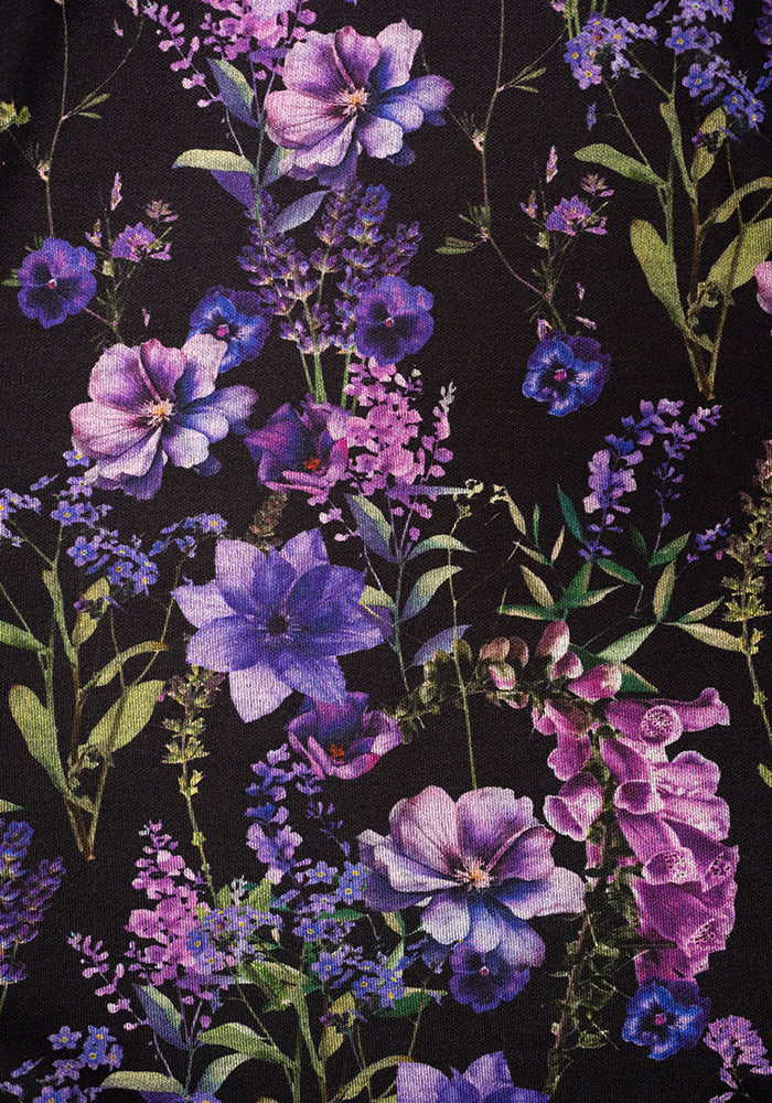 Second angle of Elain Purple Botanical Floral Print Dress