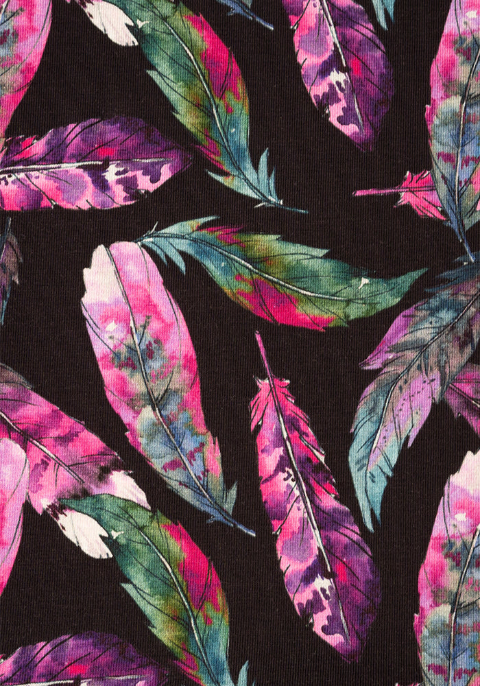 Second angle of Elida Feather Print Tiered Hem Cotton Midaxi Dress