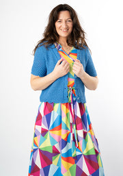 Electric Blue Scallop Short Sleeve Cardigan