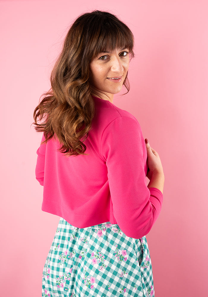 Second angle of Elena Cerise Pink Bolero Jacket