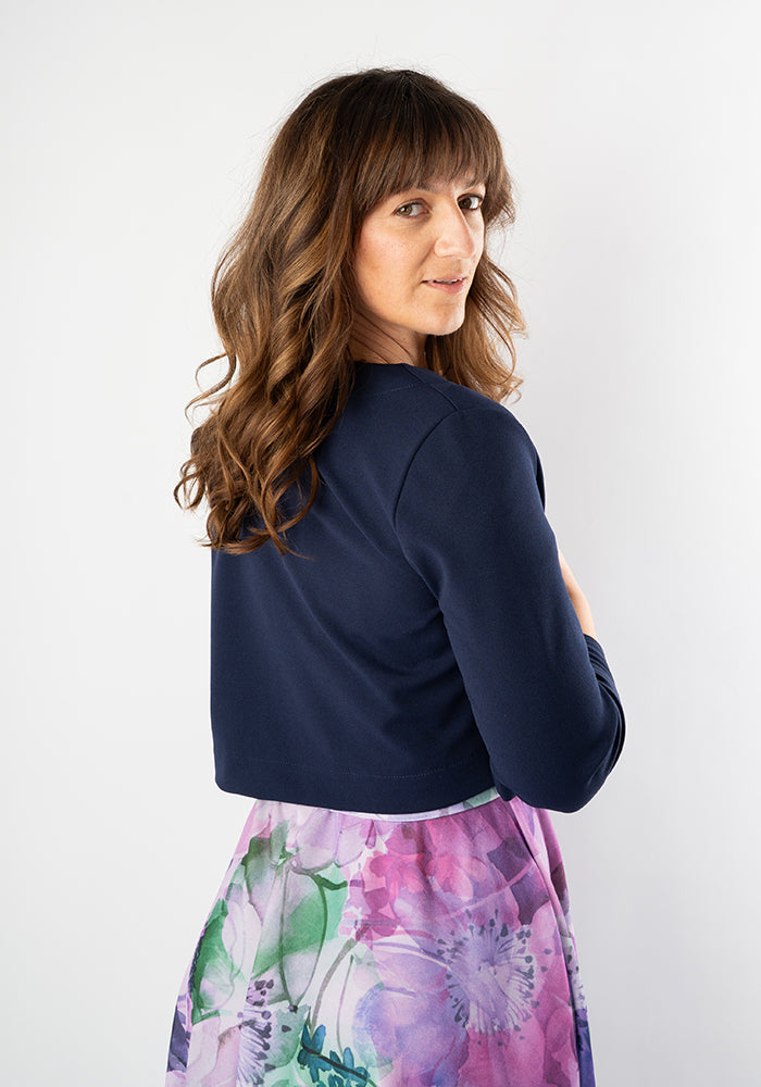Second angle of Elena Dark Navy Bolero Jacket