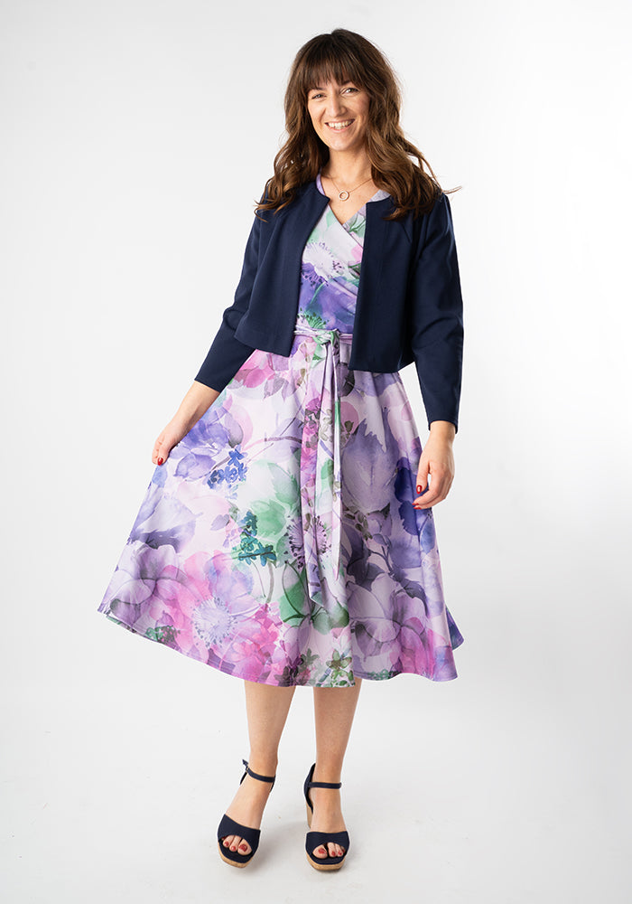 Teddi Layered Water Coloured Floral Print Swing Dress