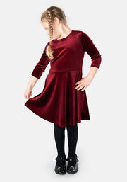 Children's Wine Velvet Dress (Elfin)