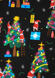 Elfreda Christmas Tree Elves Print Cotton Midi Dress