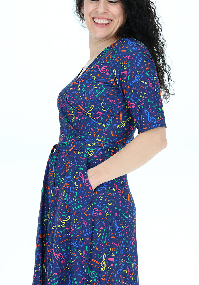 Fifth angle of Elianna Musical Notes Print Jersey Midi Dress