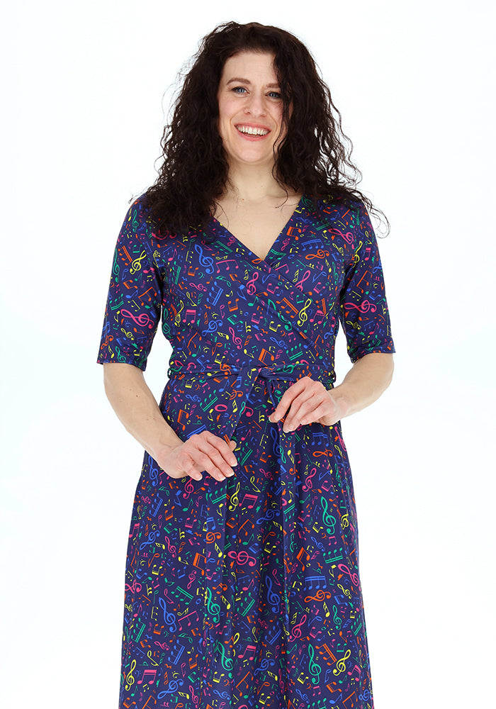 Eighth angle of Elianna Musical Notes Print Jersey Midi Dress