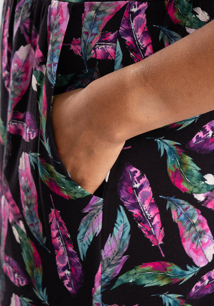 Ninth angle of Elida Feather Print Tiered Hem Cotton Midaxi Dress