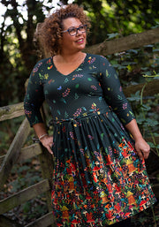 Elide Woodland Tea Party Border Print Dress