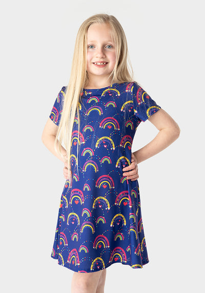 Children's Rainbow Pencil Print Dress (Elio)