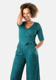 Elisha Irregular Spot Print Culotte Leg Jumpsuit