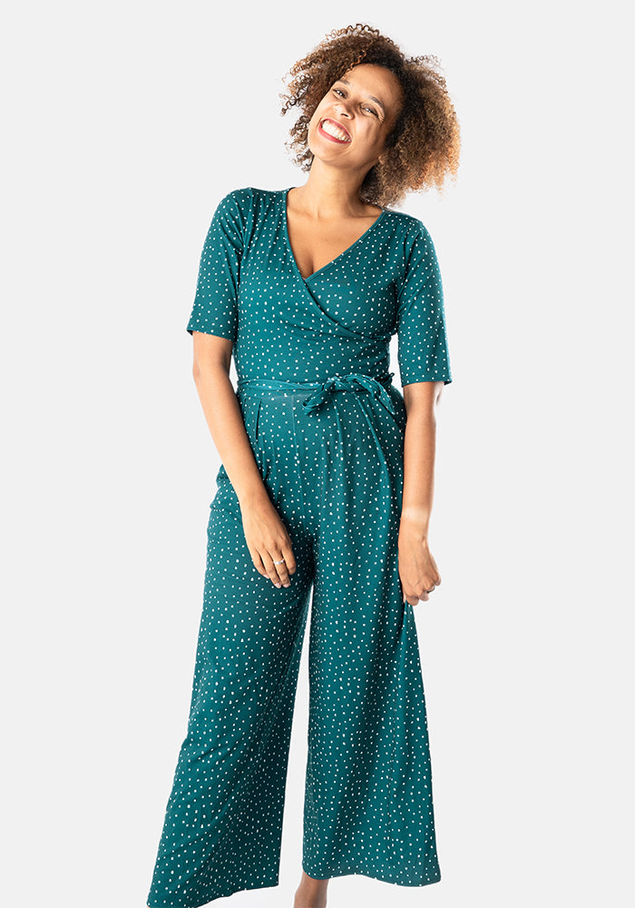 Elisha Irregular Spot Print Culotte Leg Jumpsuit