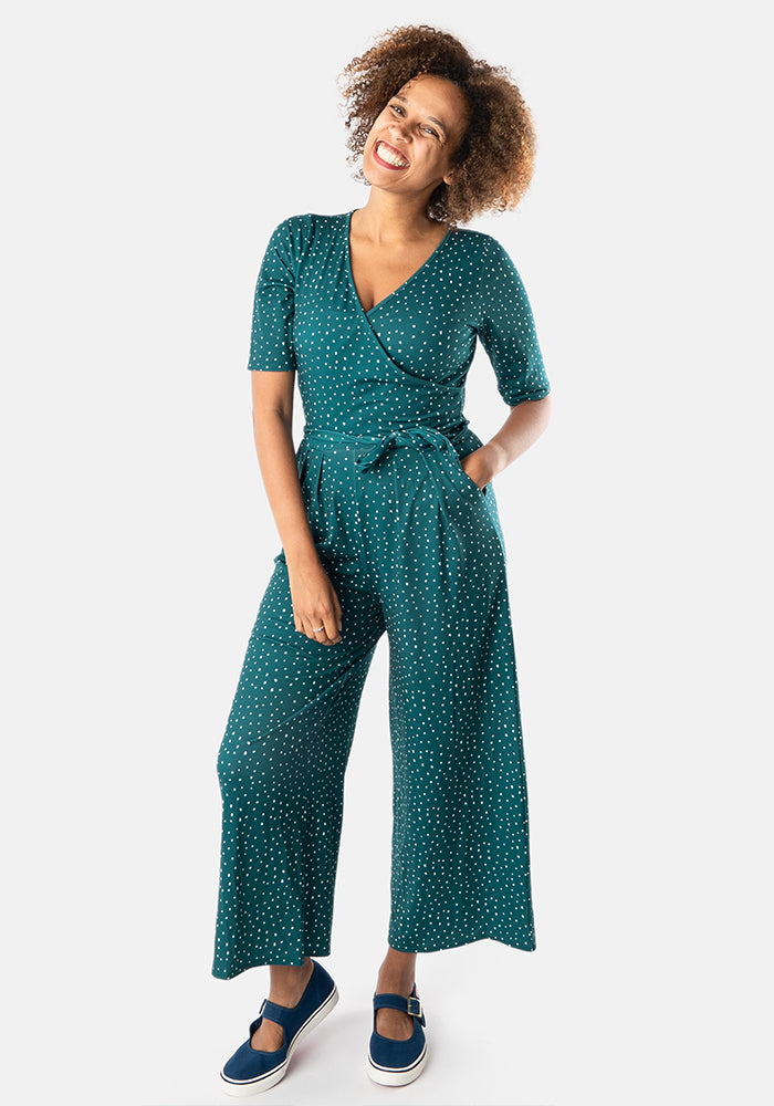 Elisha Irregular Spot Print Culotte Leg Jumpsuit