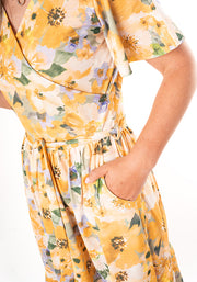 Elisabeth Pretty Floral Print Tiered Hem Midi Dress