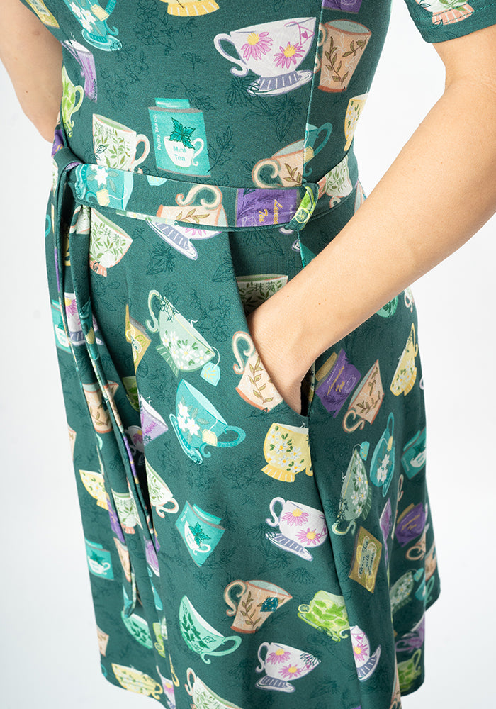 Third angle of Ella-Rose Herbal Tea Print Cotton Dress