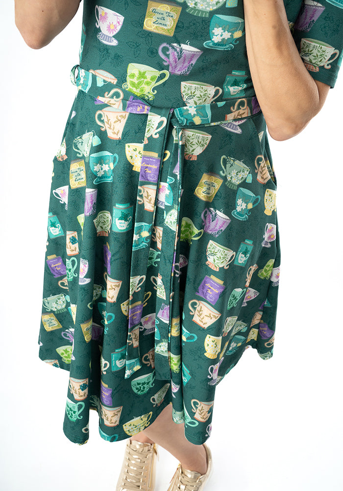 Eighth angle of Ella-Rose Herbal Tea Print Cotton Dress