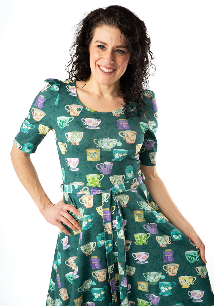 Ninth angle of Ella-Rose Herbal Tea Print Cotton Dress