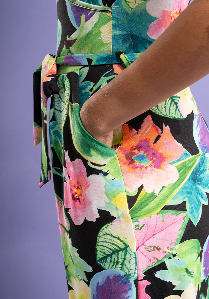 Elle Large Bright Floral Print Culotte Leg Jumpsuit