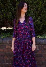 Ellery Purple Animal Print Viscose Midi Dress