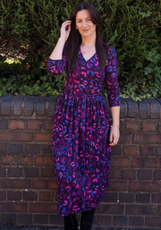 Ellery Purple Animal Print Viscose Midi Dress