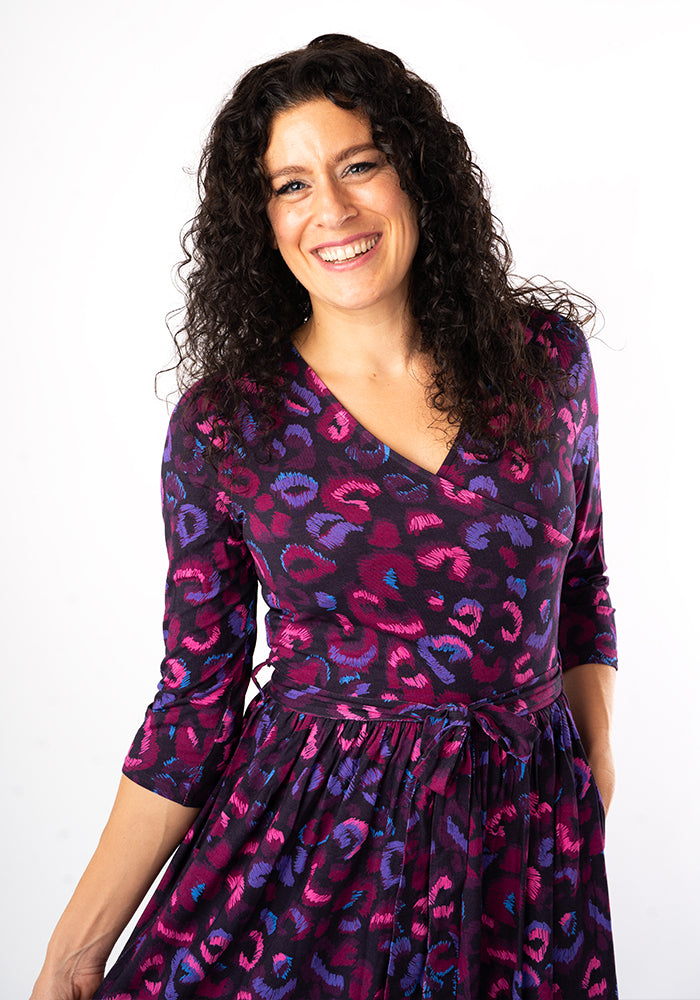 Seventh angle of Ellery Purple Animal Print Viscose Midi Dress