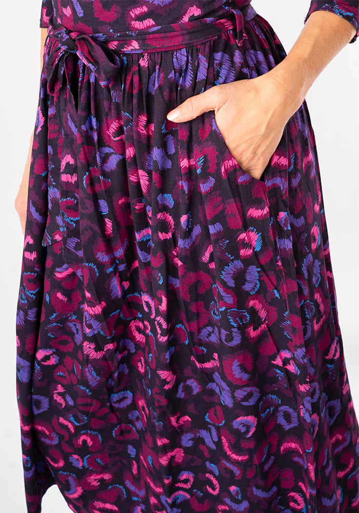 Sixth angle of Ellery Purple Animal Print Viscose Midi Dress
