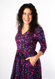 Ellery Purple Animal Print Viscose Midi Dress