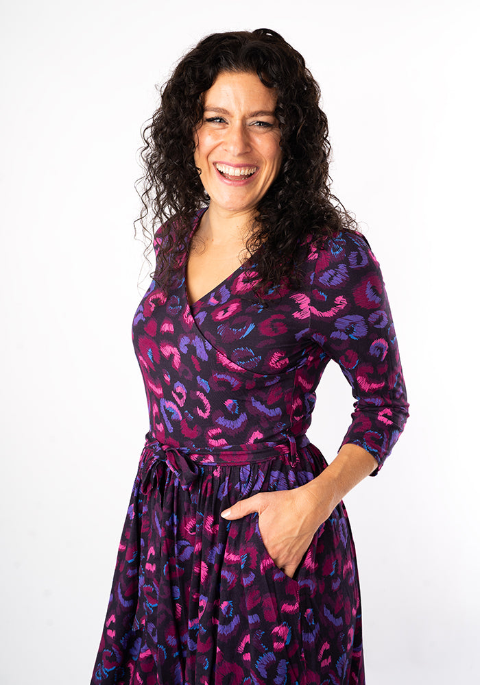 Ellery Purple Animal Print Viscose Midi Dress