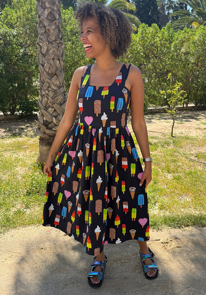 Fourth angle of Elma Ice Cream &amp; Lollies Print Cotton Midi Dress