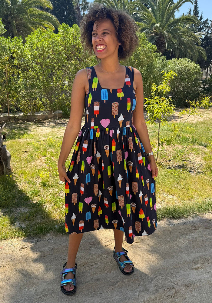 Fifth angle of Elma Ice Cream &amp; Lollies Print Cotton Midi Dress