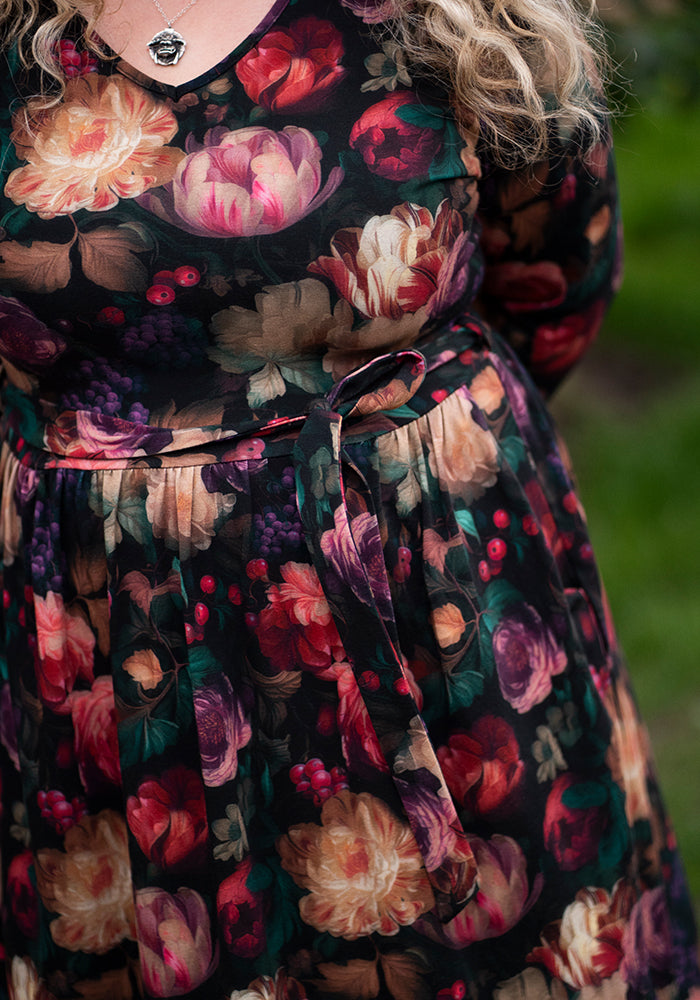 Third angle of Kae Blurred Floral Print Cotton Midi Dress