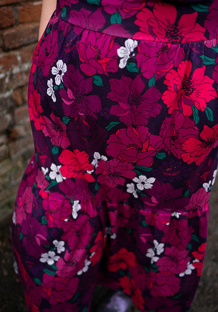 Seventh angle of Elora Bold Floral Print Cotton Tiered Hem Midaxi Dress