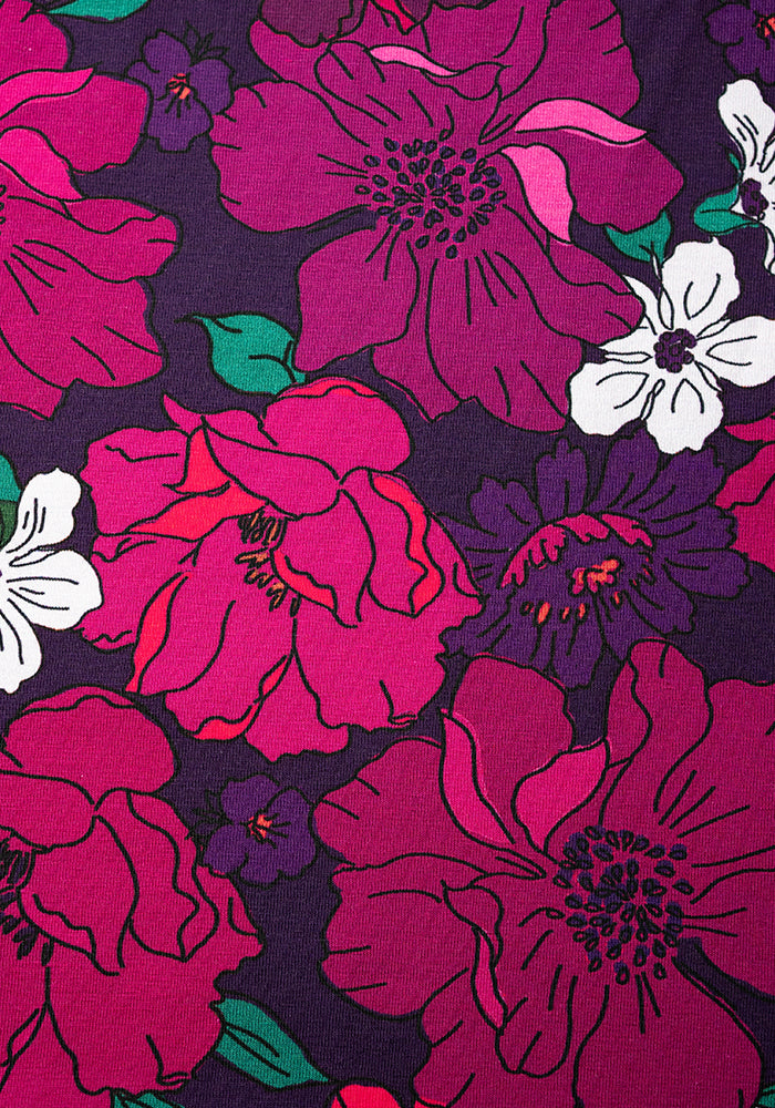 Second angle of Elora Bold Floral Print Cotton Tiered Hem Midaxi Dress