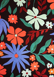 Elspeth Painted Blue & Orange Floral Print Midaxi Dress