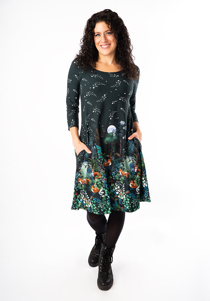 Emberly Fox Border Print Cotton Dress