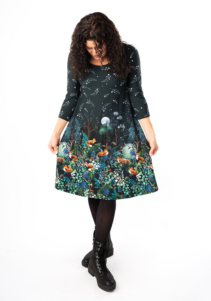 Emberly Fox Border Print Cotton Dress