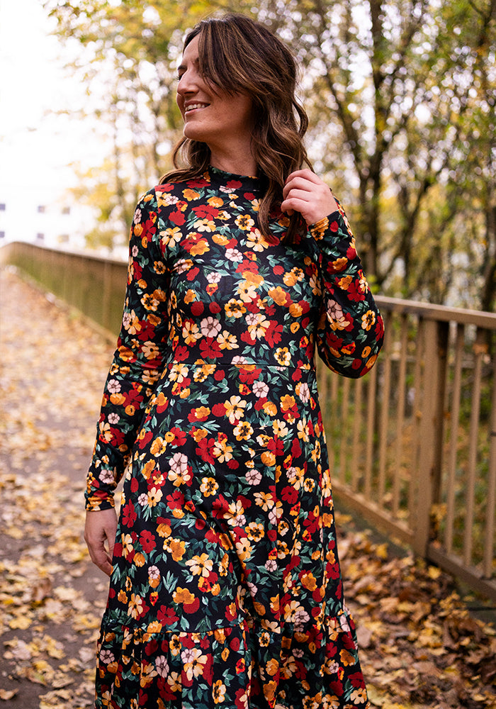 Emerence Ditsy Floral Print Tiered Hem Dress