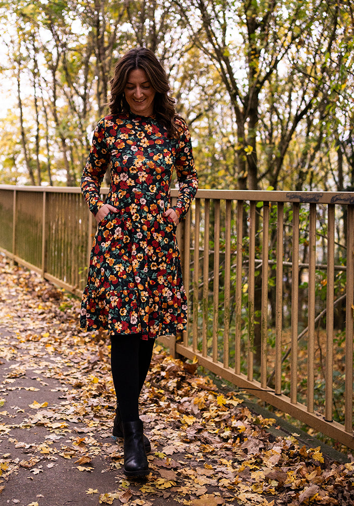 Emerence Ditsy Floral Print Tiered Hem Dress