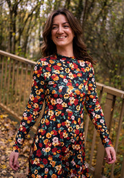 Emerence Ditsy Floral Print Tiered Hem Dress