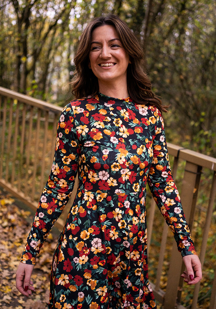 Emerence Ditsy Floral Print Tiered Hem Dress