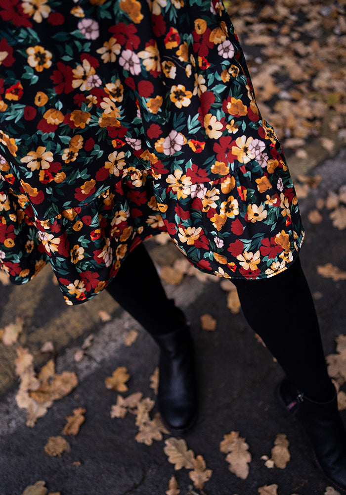 Emerence Ditsy Floral Print Tiered Hem Dress