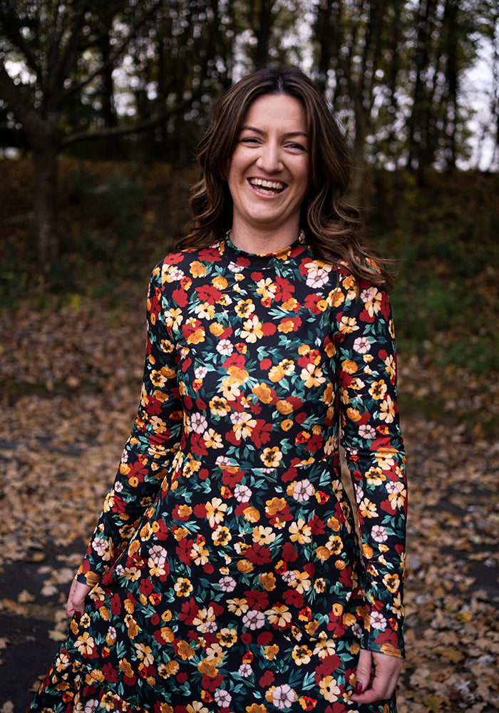 Emerence Ditsy Floral Print Tiered Hem Dress