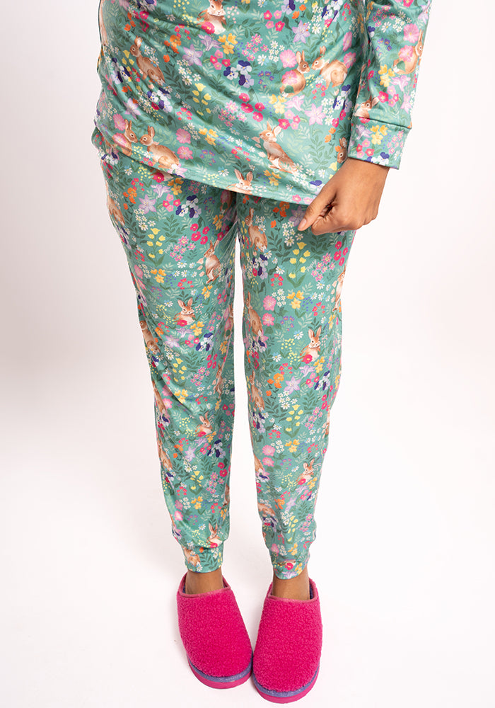 Fourth angle of Emerie Rabbit Garden Print Pyjama Set