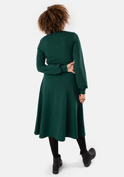 Emmy Bottle Green Midi Dress