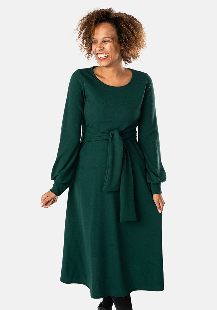 Emmy Bottle Green Midi Dress