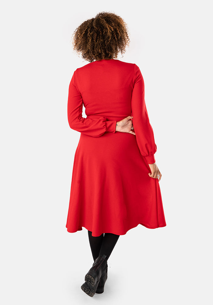 Emmy Plain Red Midi Dress