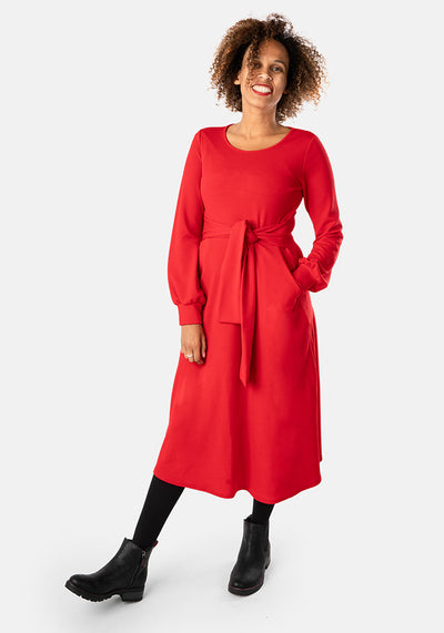 Emmy Plain Red Midi Dress