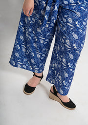 Emsley Blue Paisley Print Culotte Leg Jumpsuit
