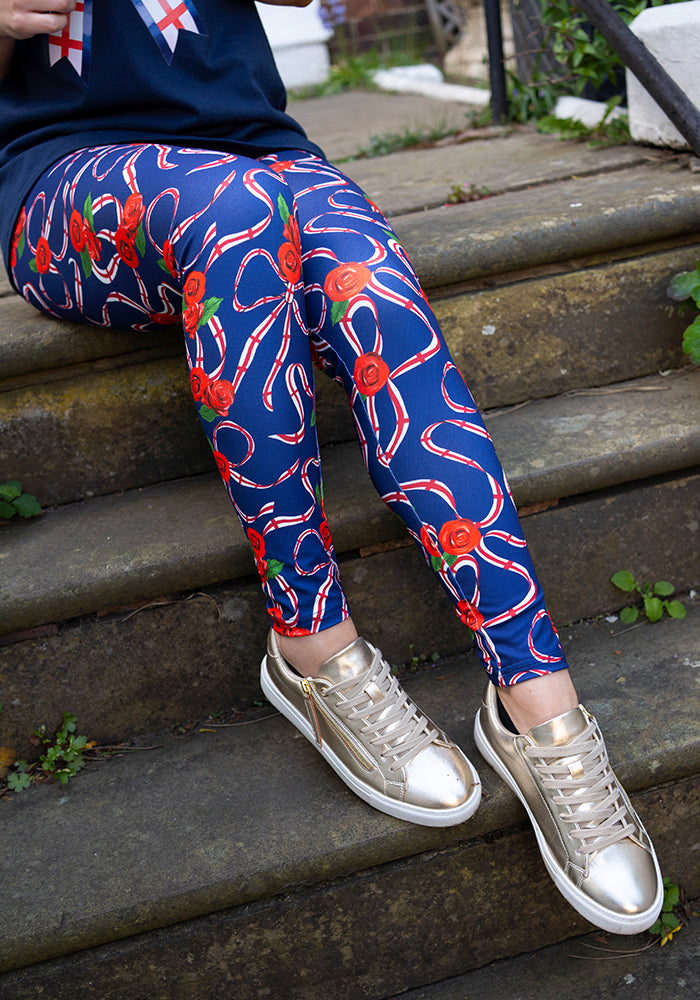 Fifth angle of Heath England Navy Print Leggings, heath Navy Leggings from Popsy Clothing with England Nation inspired print.