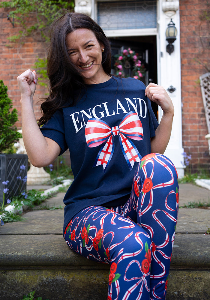 Fifth angle of Navy England Graphic T-Shirt, a classic navy t-shirt with England inspired graphic from Popsy Clothing.