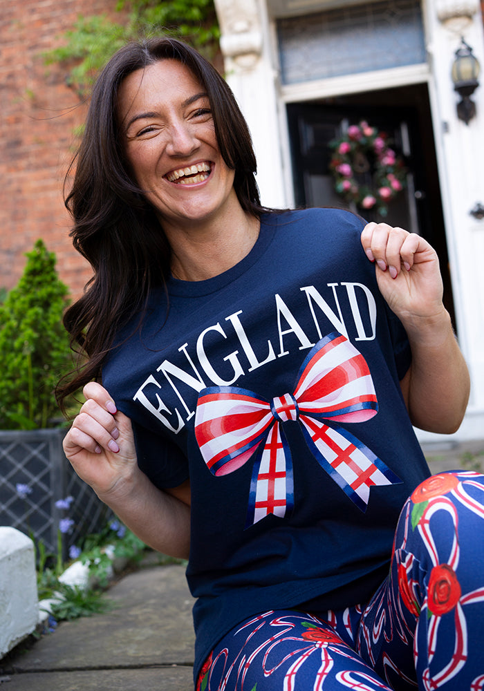 Sixth angle of Navy England Graphic T-Shirt, a classic navy t-shirt with England inspired graphic from Popsy Clothing.